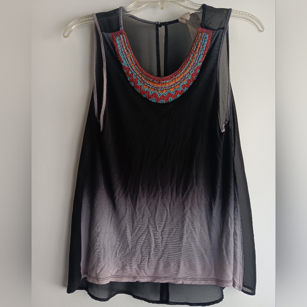 💛Moon Collection Black and Gray Embroidered Tank Top